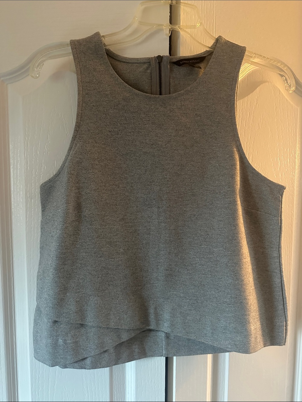 Banana Republic Heather Gray Sleeveless Layered-Hem Tank